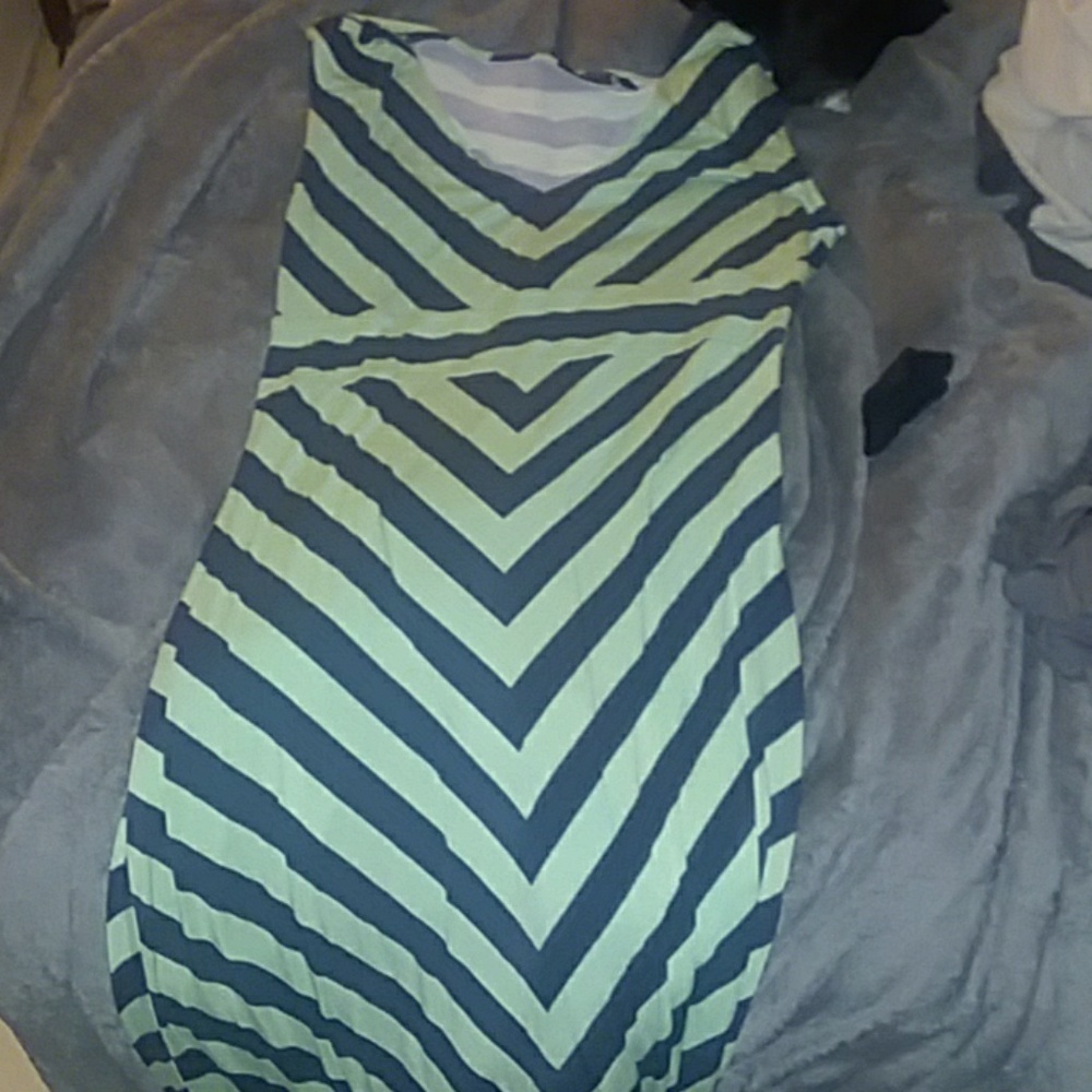 Blue and Mint Green striped dress